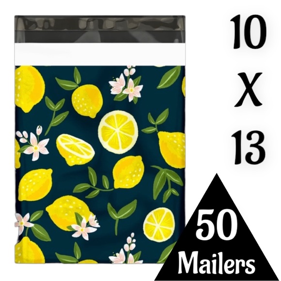 50 10X13 Poly Mailers Lemon and Blossoms Shipping Envelopes Bags PRICE IS FIRM - Picture 3 of 9